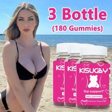 [1/2/3 botellas], KISUGBY: gomitas sensuales para mujeres, gomitas para mejorar el estado físico para mujeres, apoyo para el entrenamiento, vitaminas naturales, moldea tu cuerpo, da volumen a tu cuerpo (180 gomitas) - 3 botellas - Ver 1