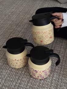 إبريق قهوة/شاي من الفولاذ المقاوم للصدأ عازل للحرارة ذو جدران مزدوجة بسعة 800 مل وبنمط زهري ياباني ، مناسب للمكتب والمطعم والاستخدام الخارجي ، هدية رائعة لأعياد الميلاد وعيد الحب وعيد الأم وبداية العام الدراسي