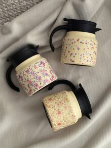 إبريق قهوة/شاي من الفولاذ المقاوم للصدأ عازل للحرارة ذو جدران مزدوجة بسعة 800 مل وبنمط زهري ياباني ، مناسب للمكتب والمطعم والاستخدام الخارجي ، هدية رائعة لأعياد الميلاد وعيد الحب وعيد الأم وبداية العام الدراسي