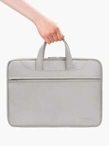 1PC Laptop Case 11-12/13-13.3/14/15-15.6-16 Full Opening And Closing Men's And Women's Large Capacity Briefcase For Portable Multifunctional Office Filing Bag Data Conference Bag Laptop Bag Business Briefcase - Grey - View 3