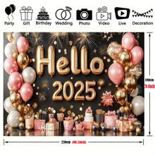 1 件，“2025 年新年快乐”涤纶派对横幅 - 多用途摄影道具，通用节日墙壁装饰，无需电力，适用于家庭和派对装饰产品 - 多色 - 查看 3
