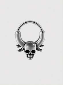 1PC Punk Retro Oil Drip Bee Bat Ghost Sheep Bull Head Melt Shape Nose Septum BIG Shped Thép không gỉ Vòng Bản lề Helix Rock Bông tai Unisex - Bạc - Xem 9