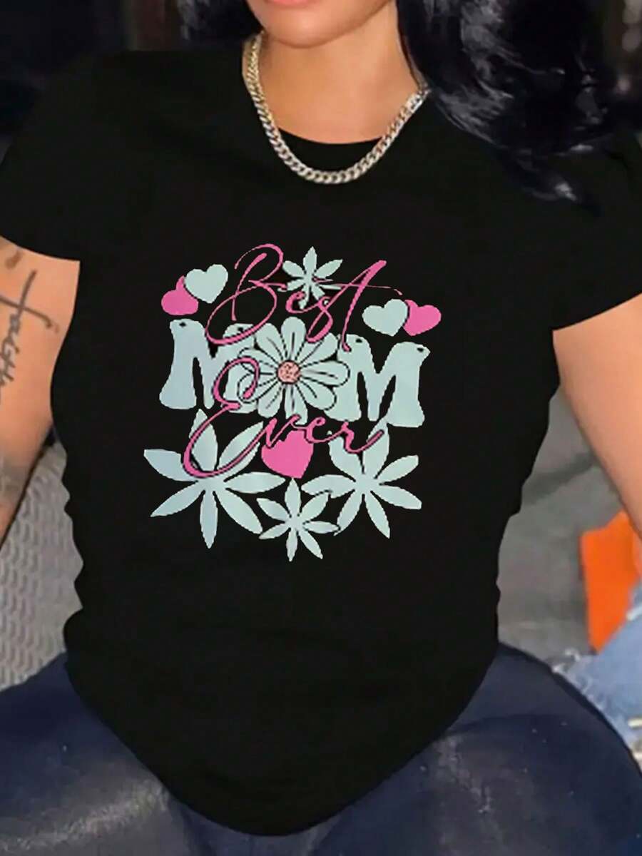 Colorida camiseta de mujer con estampado gráfico de Feliz Año Nuevo 2025 Serpiente - Camisa de manga corta con cuello redondo de estilo casual - Negro - Ver 1