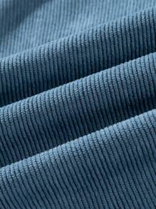 男士休闲灯芯绒百慕大短裤，百搭及膝长裤 - 藏蓝色 - 查看 4