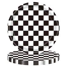 10pcs Black And White Checkered Tableware Set For Racing Car Table Decorations Supplies Race Sports Themed Dessert Plates Race-Car Party Napkins Cups For Birthdays Game Day And Racing-Themed Parties - Multicolor - View 14