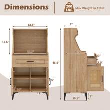 Mueble bar de café con cajón de almacenamiento de tablero perforado y estante ajustable Aparador tipo buffet - Roble - Ver 2