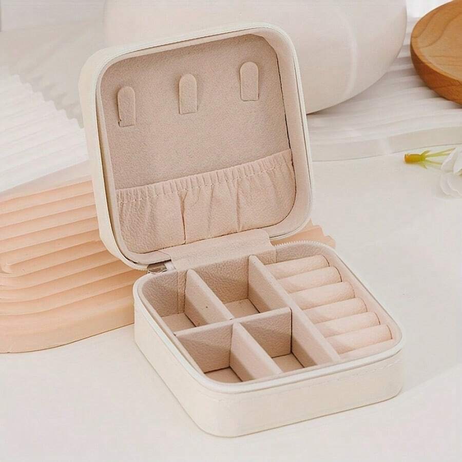 1 Piece Suitable For Travel Jewelry Box For Necklaces, Earrings And Rings, Special For Valentine's Day - White - View 1