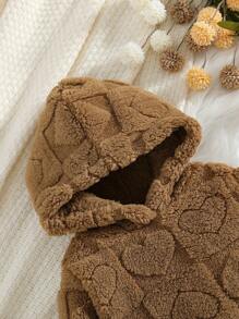 Bộ đồ liền quần nỉ trùm đầu thoải mái cho bé gái và quần legging nỉ trơn màu đơn sắc, mùa đông - Cà phê nâu - Xem 3