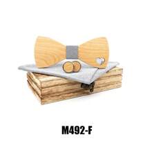 Handcrafted Maple Wooden Bowknot Gift Set - Includes Cufflinks Pocket Square & Gift Box, Perfect For Christmas Gifts, Halloween Decorations, New Year Presents, Weddings, And Party Accessories For Men