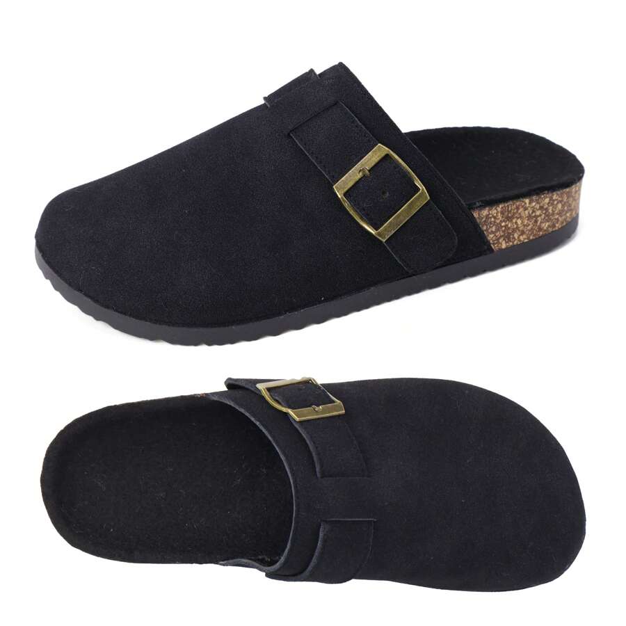 Women's Comfort Cork Footbed Clog, Beach Essentials Womens Sandals Cork Footbed - 深黑色 - 查看 1