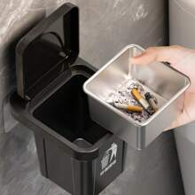 Neuer kreativer abnehmbarer wandmontierter Aschenbecher-Abfalleimer, stilvoller Aschenbecher mit Deckel für Badezimmer, Wohnzimmer, ohne Bohren - Verschiedenfarbig - Übersicht 4