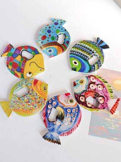 1 件可爱金鱼浮雕 3D 冰箱贴和开瓶器，大尺寸，家居装饰，日常使用和节日礼物