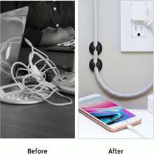 5pcs/10pcs Wire Clips, Wire Management Organizer, Adhesive Charging Cable Clips, Cable Clips, Suitable For Bedside, Desk, Office Or Mouse Cord - Black - View 4