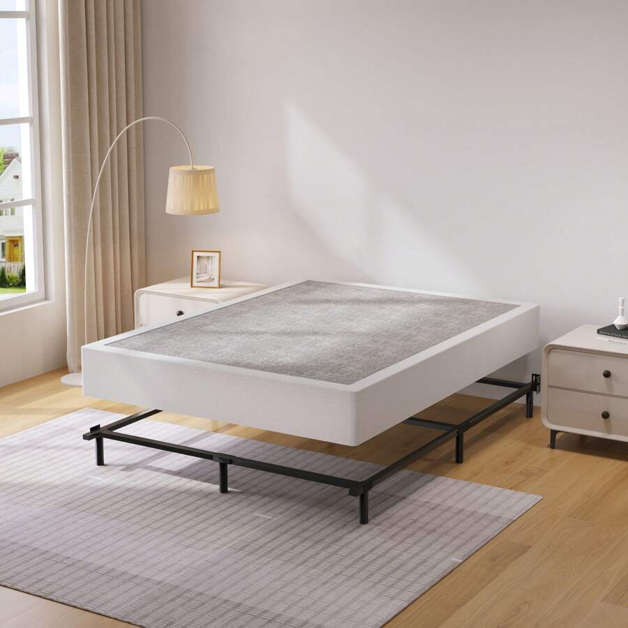 THEARK Box Spring Bed Base, 3000 Lbs Black Heavy Duty Metal Mattress Foundation With Easy Clean Fabric Cover, No Noise,Easy Assembly - Black 9 Inches - View 1