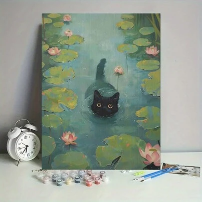 1 bức tranh sơn dầu kỹ thuật số không khung 40 X 50cm phong cảnh bờ biển với mèo, bộ dụng cụ vẽ tranh sơn dầu kỹ thuật số dành cho người lớn mới bắt đầu tự làm, quà tặng cho bạn bè vào ngày lễ Giáng sinh, ngày lễ tình nhân, ngày Halloween, ngày lễ tạ ơn