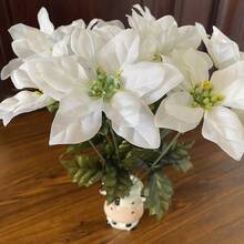 10 件/套逼真单枝人造一品红花适用于家庭办公室圣诞装饰、婚礼生日花束