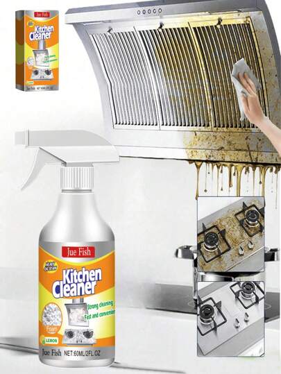 6/4/2/1pc抽油烟机一喷清洗油污去除剂强力油烟清洁厨房重油污泡沫除油专用厨房多用途清洁剂清洗强力重油污去垢除臭去除锅底黑色抽油烟机重油污泡沫清洁剂油污清洁适用于家庭厨房、餐厅、家政（新旧款随机发送）