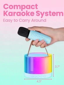 Mini Bluetooth Karaoke Speaker With 1 Wireless Microphone - Beige - View 7
