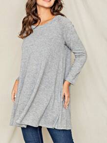 Boho Retro Solid Rayon Cool  Color Mini Dress Short Sleeves Grey Charcoal Olive Navy Small To 3XL Plus Curvy - 淺灰色 - 查看 4