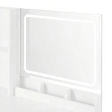 Get Ready With Me GRWM Vanity Table With Lighted Mirror And Storage, White Finish Bathroom Decor Summer Makeup Organizer Back To School - 1 - View 9