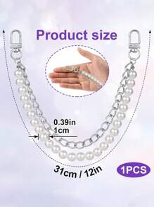 SinHo 1 Piece Faux Pearl Purse Chain Light Gold/Silver Handbag Straps Metal Shoulder Crossbody Bags Short Handle Replacement Charms Accessories For Women - Multicolor - View 12