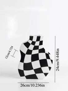 1pc/Memphis Checkerboard Ceramic Vase Soft Home Decoration Ornaments (Random Packaging And Delivery) - Multicolor - View 4