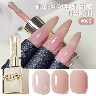 XEIJAYI 1 Bottle 15ml Transparent Pink Gel Nail Polish, Long-Lasting , Suitable For LED/UV Lamp Curing, Ideal For Nail Salons, Home Manicure, And Women's Gifts Nails