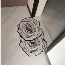 1pc Rose Pattern Diatomite Bathroom Mat, 0.3CM Diatomite Material, Decorative, Bathroom Mat, Toilet Mat, Q-Soft Cushion, Quick Absorbency, Anti-Bacterial, Easy Cleaning, Reusable, Wear-Resistant, Convenient Storage, Safe &