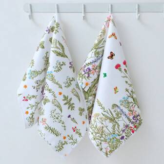 1/2 件厨房花卉印花清洁布套装，超柔软、快干、吸水，厨房、浴室、家居、家居供应商