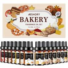 Bakery Essential Oils, 14 Pack  Essential Oils (Bakery,Fruit,Flora) Fragrance Oil For Diffusers, Candle Making - Holiday Fragrance Oil Pumpkin Pie, Coffee Cake, Oatmeal Cookie, Gingerbread, Cinnamon Apple Aromatherapy Scented Oils (0.17oz) - BỘ làm bánh - Xem 1