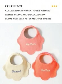 [Custom Product, Personalized Text] 1pc Customized Baby Bib, Adjustable Snap Closure Solid Color Baby Drool Bibs, Soft & Breathable, Highly Absorbent, Custom Embroidered Name, Newborn Gift, Christmas, Halloween, New Year Gift,Delicate Romance,Baby,Customized Baby Bibs