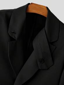 INCERUN Mens Lapel Neck Long Sleve Basic Blazer Coat Party Casual Asymmetrical Hem Jacket Outwear - màu đen - Xem 5