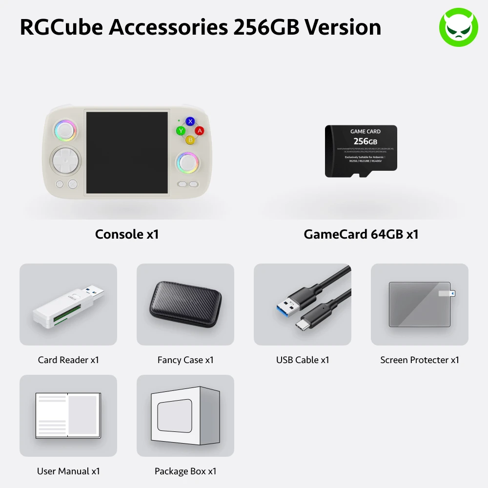 ANBERNIC [Luxury Package]RG Cube[Buy 1 Get 1 Card Reader+1 Case+1 Screen Protector+1 Type-C Cable]Game Console Android 13, 3.95-Inch IPS Touch Screen, 720*720, Unisoc T820 Processor, Quad Core Mali-G57 850MHz, 5G WiFi Bluetooth Output, Over 42K Games Pre-Installed