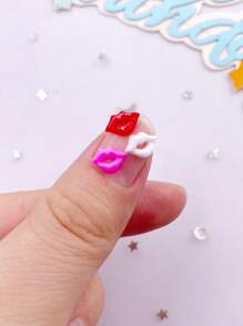 50pcs Mixed Resin Mini Red Pink White Lips Flat Back Rhinestone Scrapbook DIY Christmas Applique Valentine's Day Decor Jewelry Craft Accessories Valentines Summer, School
