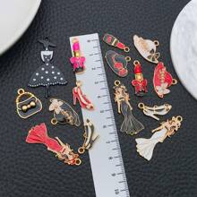 5/15pcs Fashionable Enamel Elegant Woman Lipstick/Hat/Bag/High-Heeled Shoes Charm Plated Alloy Pendant DIY Women Bracelet Necklace Earrings Jewelry Making Craft Accessories, Gifts For Lovers & Friends - Multicolor - View 7