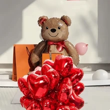 1 件/5 件/11 件巨型 91 厘米/35.8 英寸泰迪熊拥抱铝箔气球，黑白格子图案，高品质，适合婚礼、订婚、母亲节、生日惊喜装饰、女友礼物