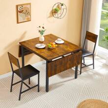 Folding Dining Table, Kitchen Table Foldable Dining Room Dinner Drop Leaf Tables For Small Spaces,Seats 2-6 People,63.2'' L X 35.5'' W X 30.5'' H,Rustic Brown - Grey - View 8