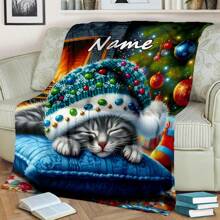 1PC Personalized Blanket Custom Name Printed Blanket Cute Sleeping Animal Panda Blanket Your Name Printed On It Soft And Warm Memorable Moments Blanket Great Holiday Gift For Families