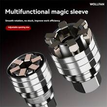 Herramienta de enchufe ajustable WOLLFAN - Tuerca hexagonal versátil, metal con acabado pintado - Plateado - Ver 2