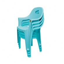 Paquete de 4 sillas infantiles para niños, uso en interior y exterior, ideales para preescolar, resistentes y cómodas, muebles escolares para áreas de juego, clases y actividades educativas - Azul - Ver 3