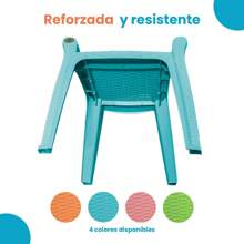 Paquete de 4 sillas infantiles para niños, uso en interior y exterior, ideales para preescolar, resistentes y cómodas, muebles escolares para áreas de juego, clases y actividades educativas - Azul - Ver 6