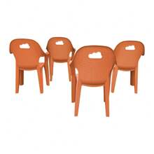 Paquete 4 Sillas Infantil Para Niños Interior Exterior Preescolar - Naranja - Ver 2