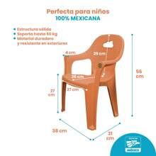 Paquete 4 Sillas Infantil Para Niños Interior Exterior Preescolar - Naranja - Ver 5