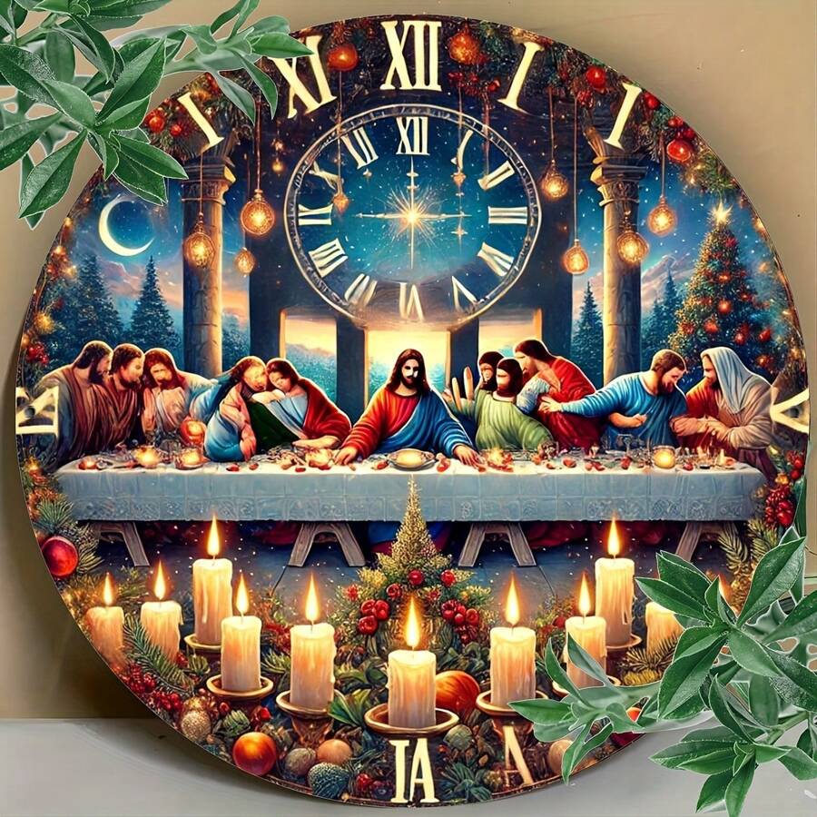 Cuadro de arte de La Última Cena - Tema cristiano, artesanía en metal para decoración del hogar y la oficina, ideal para la cocina, el comedor, el dormitorio - Regalo perfecto para el Día de la Madre, Pascua, Navidad Decoración de pared de La Última Cena, perfecta para la decoración de la habitación - Multicolor - Ver 1