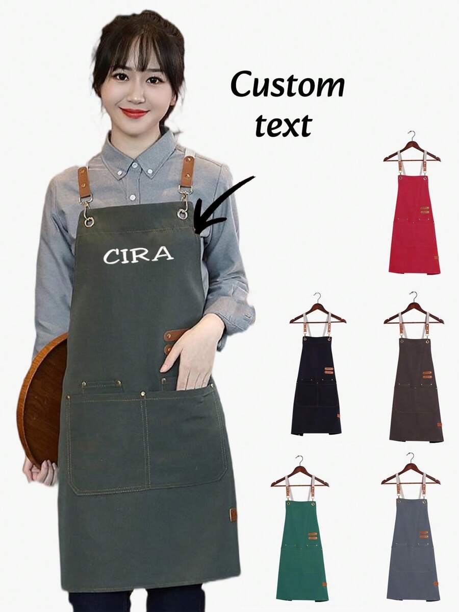 1pc Custom Embroidered Personalised Chef Apron, Customisable Apron, Baking Apron, Custom Kitchen Apron, Custom Work Apron, Aprons For Women, Hospitality Apron,Apron For Kitchen,Home,Apron Women,Fathers Dad Gift,Customised Personalised Gifts