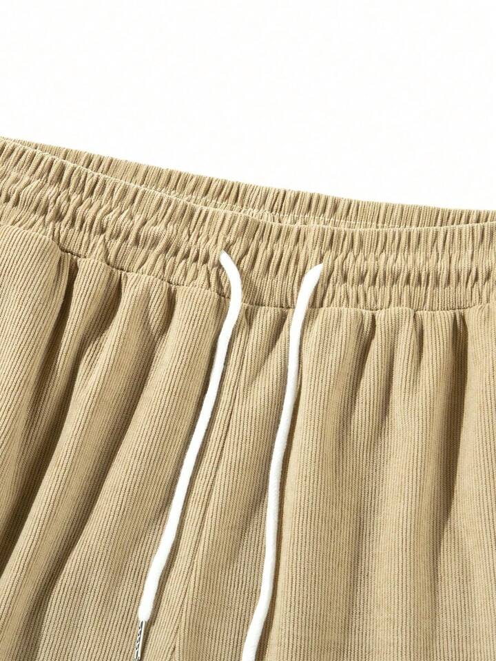 Men's Casual Corduroy Shorts, Versatile Knee-Length Pants