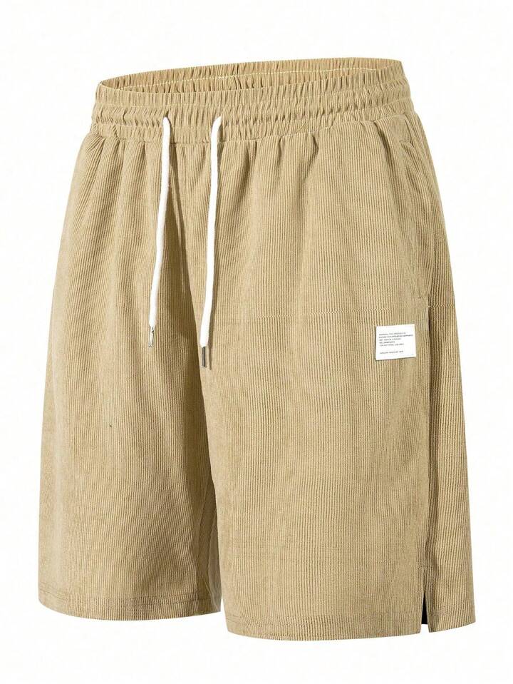 Men's Casual Corduroy Shorts, Versatile Knee-Length Pants