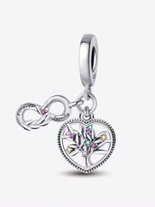 1 pièce Charme de pendentif en argent sterling 925 à quatre feuilles de trèfle de l'arbre de vie. Convient pour les bracelets, bijoux pour femmes, la Saint-Valentin.