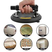 Paquete de 2 ventosas de vacío con mango de metal: elevador de vidrio manual resistente, potente ventosa industrial para vidrio para reemplazo de baldosas de ventana, capacidad de carga de 550 libras - Negro - Ver 7
