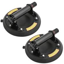 Paquete de 2 ventosas de vacío con mango de metal: elevador de vidrio manual resistente, potente ventosa industrial para vidrio para reemplazo de baldosas de ventana, capacidad de carga de 550 libras - Negro - Ver 1